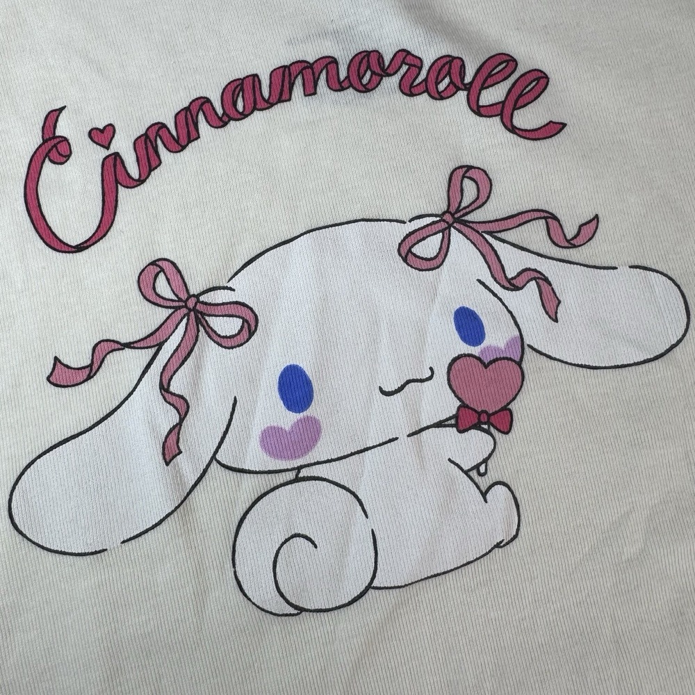 NWT Sanrio Cinnamoroll Loungewear Set 2XL Cream Blue Ringer Tee & Shorts - Picture 8 of 9